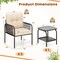 3 Pieces Patio Bistro PE Outdoor Wicker Rattan Furniture Conversation Set-Beige